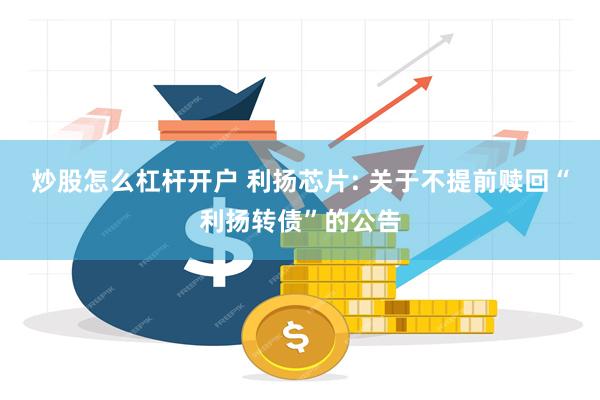 炒股怎么杠杆开户 利扬芯片: 关于不提前赎回“利扬转债”的公告