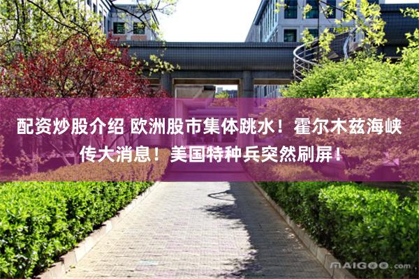 配资炒股介绍 欧洲股市集体跳水！霍尔木兹海峡传大消息！美国特种兵突然刷屏！