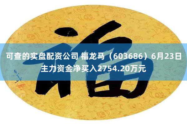 可查的实盘配资公司 福龙马（603686）6月23日主力资金净买入2754.20万元