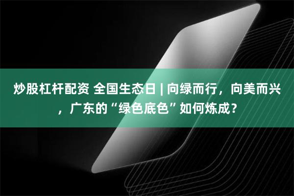 炒股杠杆配资 全国生态日 | 向绿而行，向美而兴，广东的“绿色底色”如何炼成？