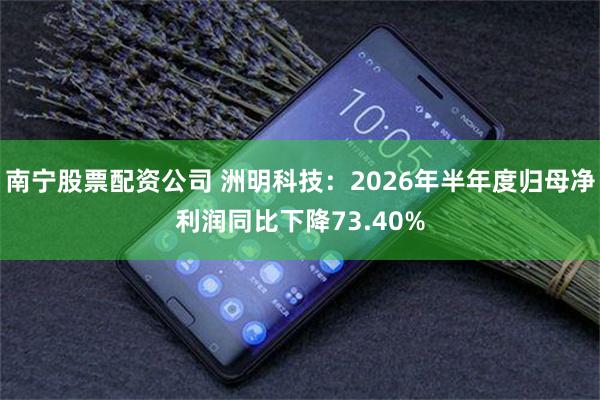 南宁股票配资公司 洲明科技：2026年半年度归母净利润同比下降73.40%