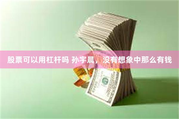 股票可以用杠杆吗 孙宇晨，没有想象中那么有钱