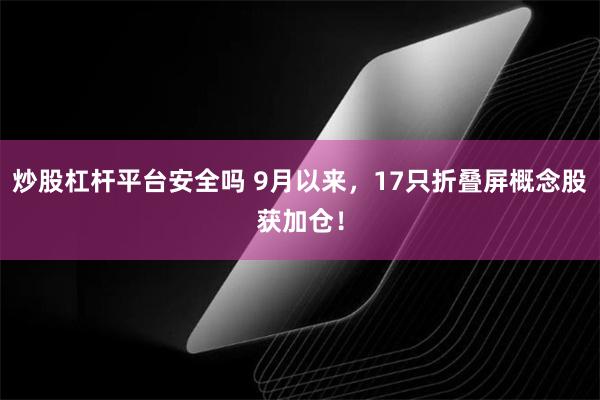 炒股杠杆平台安全吗 9月以来，17只折叠屏概念股获加仓！